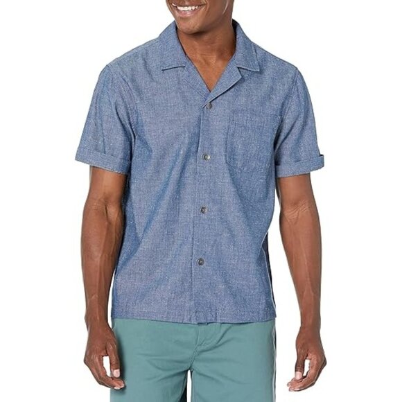 AG Adriano Goldschmied Men's Foster Short Sleeve Shirt Blue Large NEW - Picture 1 of 6